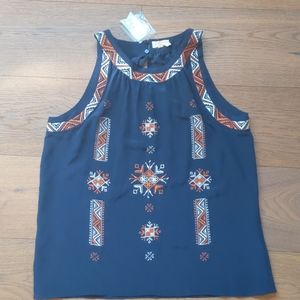 NWT Anthropologie silk embroidered tank blouse